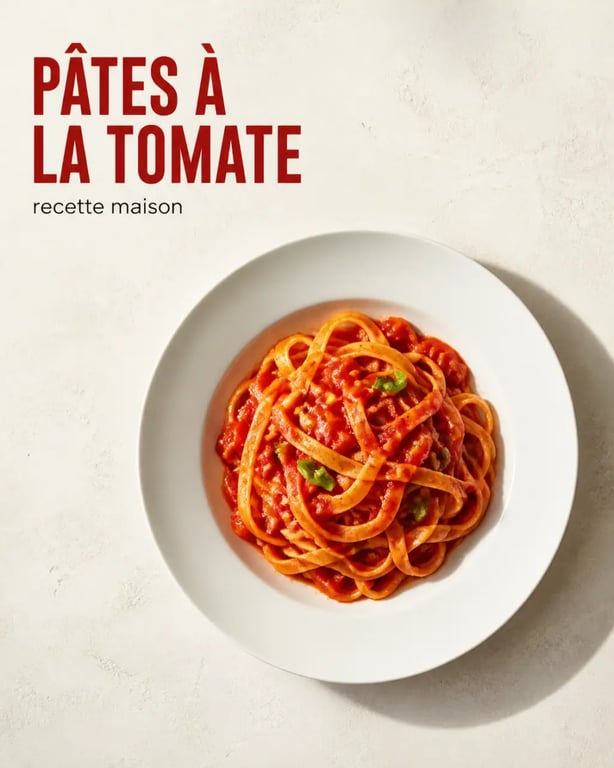 Recettes faciles pour débutants : pâtes à la sauce tomate maison servies dans une assiette blanche