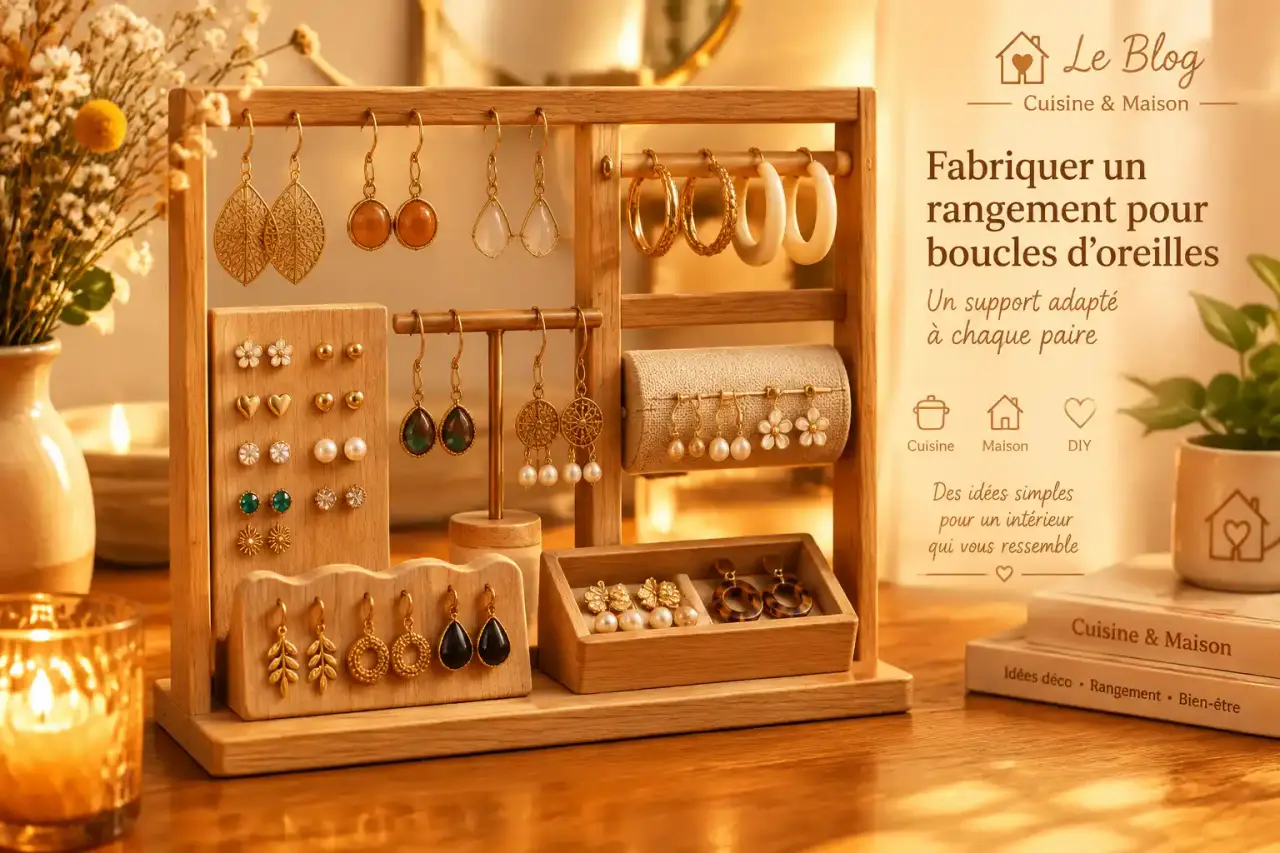 Fabriquer un rangement pour boucles d’oreilles, avec un support adapté à chaque paire