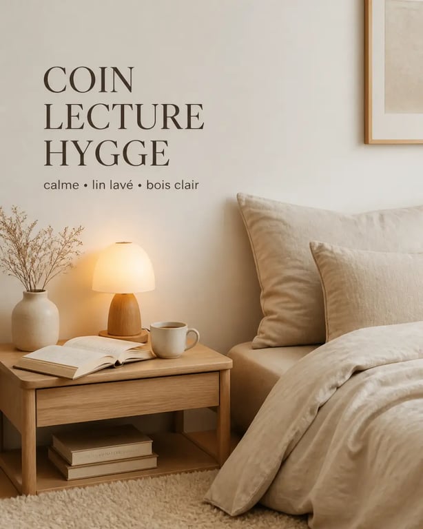 Créer intérieur hygge-a-la-maison.fr : chambre apaisante avec lumière douce, lin et coin lecture cosy