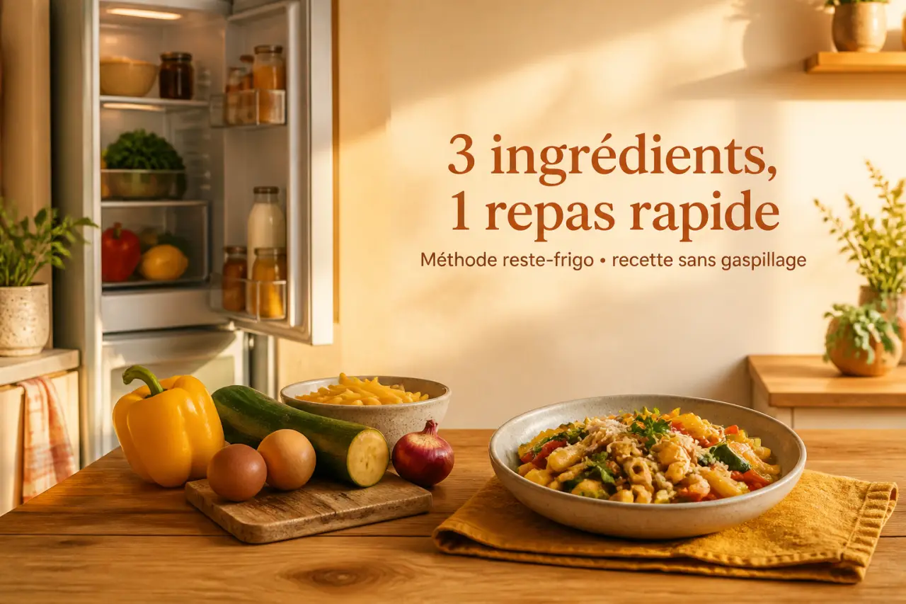 3 ingrédients, 1 repas rapide : la méthode reste frigo recette sans gaspillage