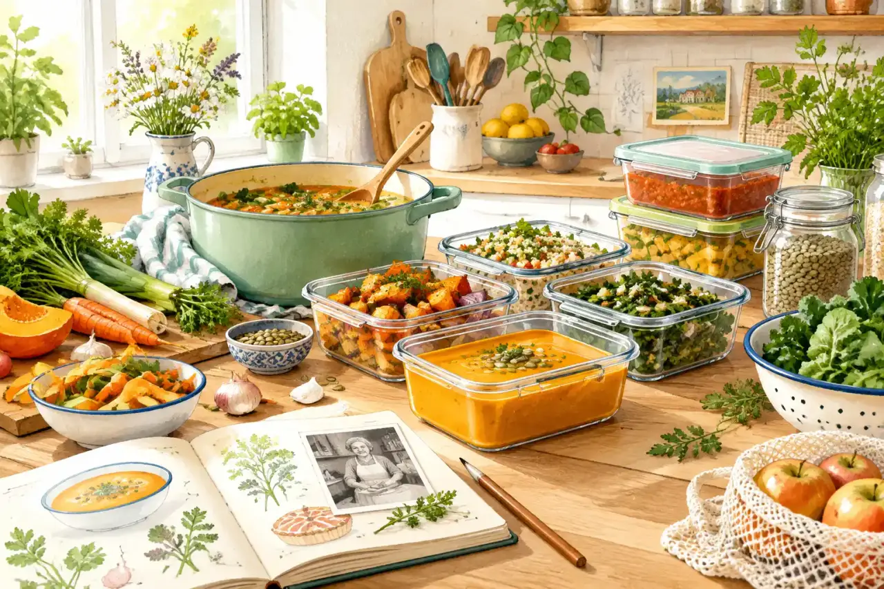 Légumes de saison et préparations maison pour un batch cooking anti-gaspillage