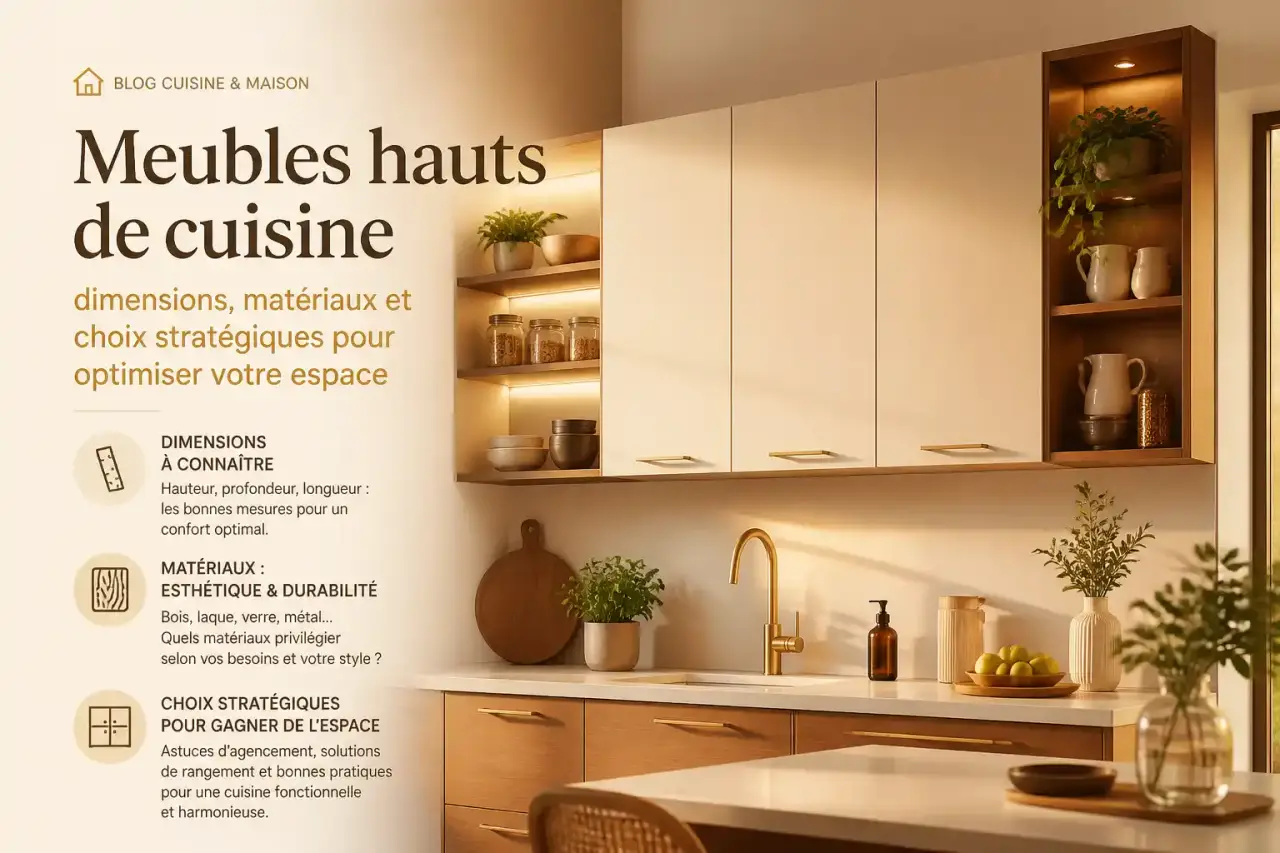 Meubles hauts de cuisine : dimensions, matériaux et choix stratégiques pour optimiser votre espace