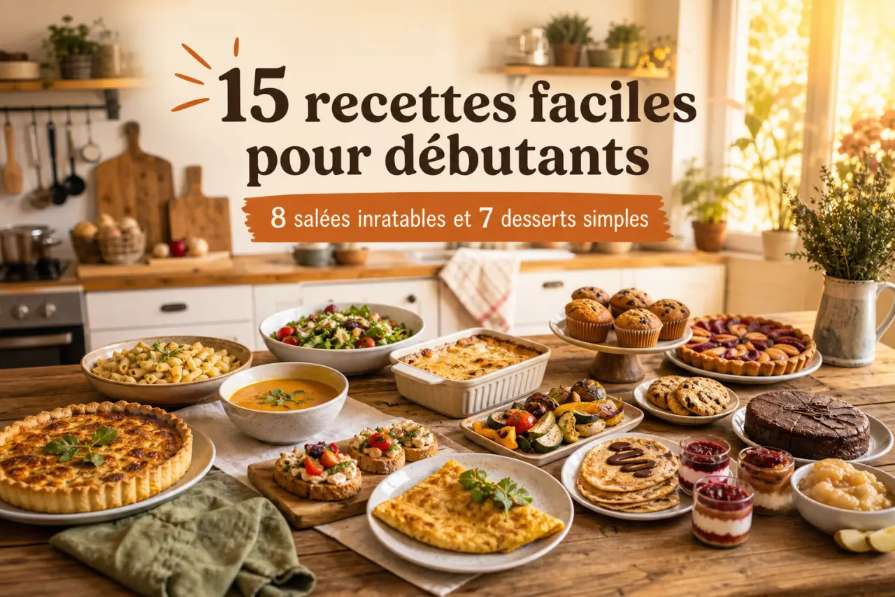 15 recettes faciles pour débutants : 8 salées inratables et 7 desserts simples