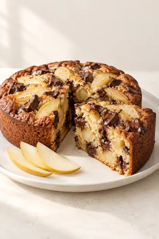 Recettes gourmandes et faciles : gâteau moelleux aux poires et au chocolat