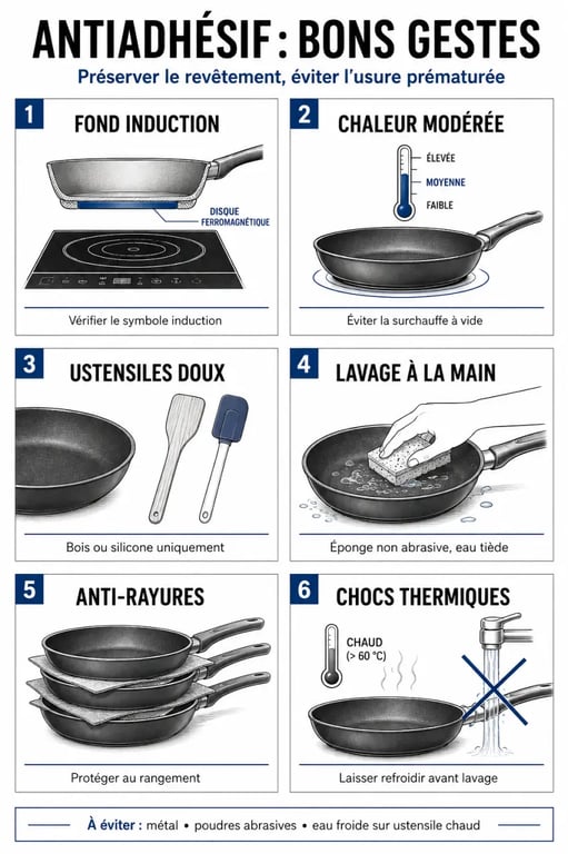 Entretien et compatibilité des ustensiles de cuisine antiadhésifs au quotidien
