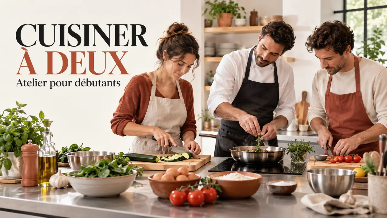Cours de cuisine en couple avec un chef dans un atelier culinaire