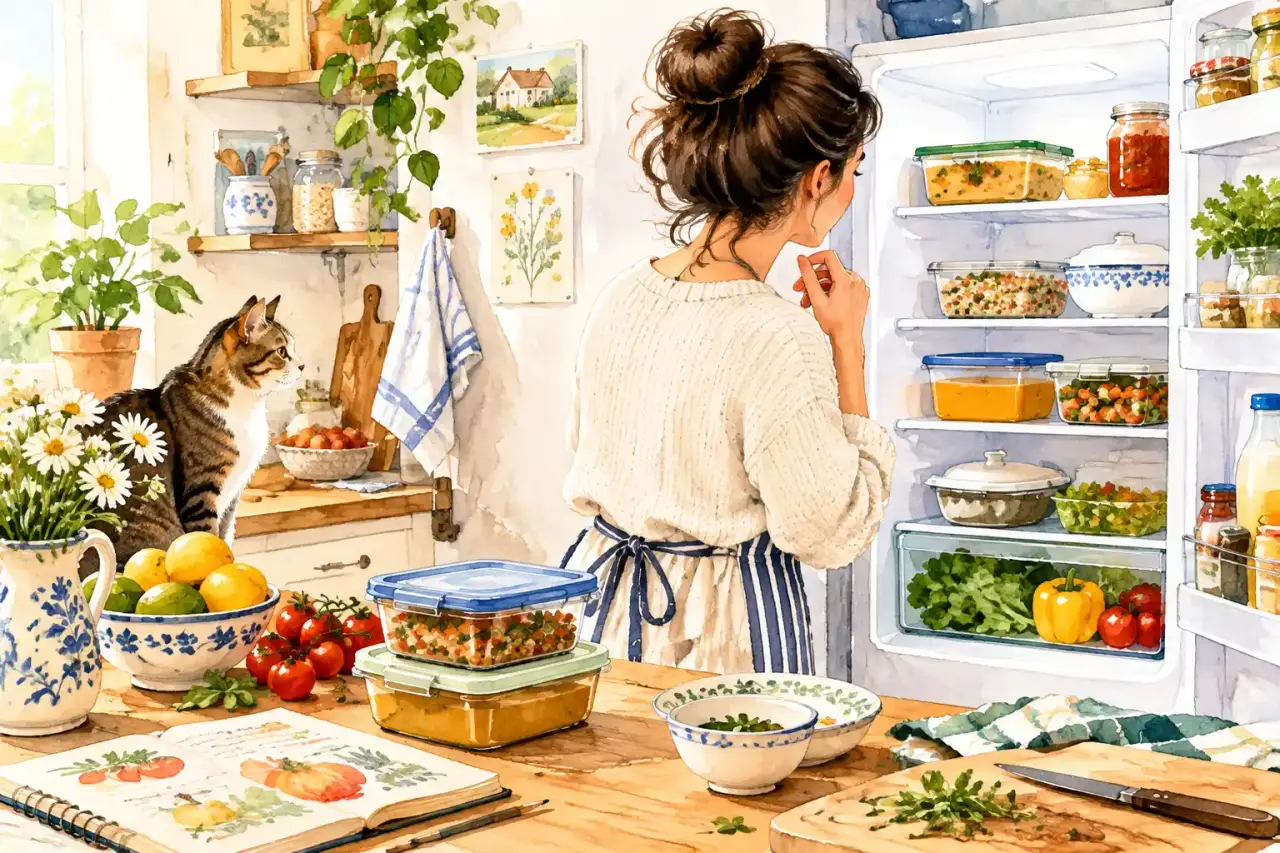 Restes de cuisine rangés dans des contenants au réfrigérateur