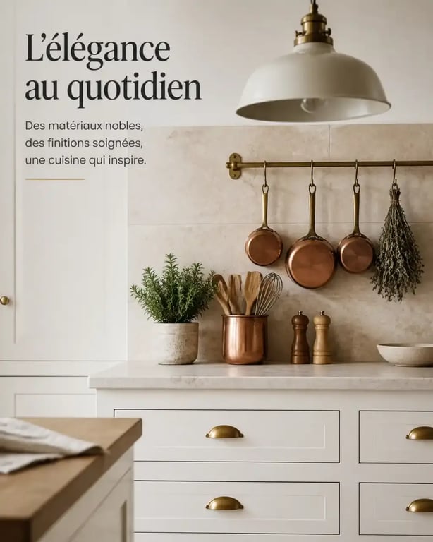 Détails de décoration d'une cuisine maison de campagne chic