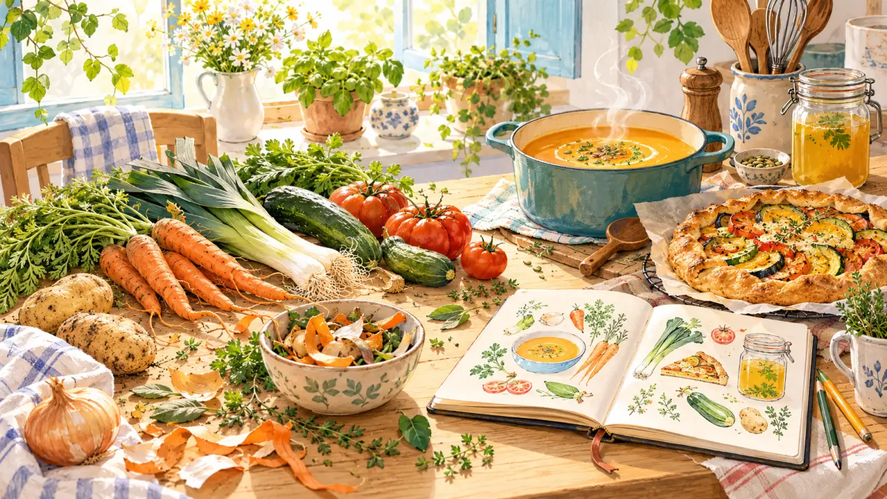 Légumes de saison un peu flétris prêts à être transformés en soupe et en tarte
