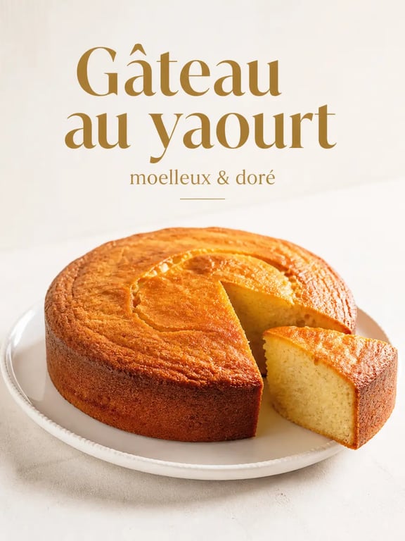 Recettes faciles pour débutants : gâteau au yaourt moelleux sur plat de service
